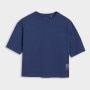 Damski t-shirt oversize z nadrukiem 4F 4FWSS25TTSHF1971 - granatowy