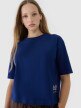 Damski t-shirt oversize z nadrukiem 4F 4FWSS25TTSHF1971 - granatowy