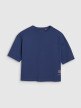 Damski t-shirt oversize z nadrukiem 4F 4FWSS25TTSHF1971 - granatowy
