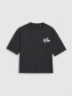Damski t-shirt oversize z nadrukiem 4F 4FWSS25TTSHF1996 - czarny