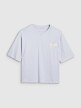 Damski t-shirt oversize z nadrukiem 4F 4FWSS25TTSHF1996 - niebieski