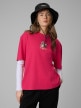 mini: Damski t-shirt z nadrukiem 4F 4FRSS26TTSHF3706 - różowy (2)