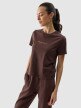 Damski t-shirt z nadrukiem 4F 4FWSS24TTSHF1354 - brązowy