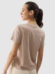 Damski t-shirt z nadrukiem 4F 4FWSS24TTSHF1354 - beżowy