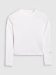 Dziewczęcy longsleeve bez nadruku 4F 4FJRAW25TLONF603 - biały