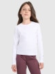 Dziewczęcy longsleeve bez nadruku 4F 4FJRAW25TLONF603 - biały