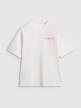 Dziewczęcy t-shirt oversize z nadrukiem 4F 4FJRAW25TTSHF2935 - biały