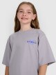 Dziewczęcy t-shirt oversize z nadrukiem 4F 4FJRAW25TTSHF2935 - szary