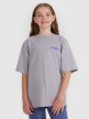 4F JUNIOR Dziewczęcy tshirt oversize z nadrukiem 4F 4FJRAW25TTSHF2935  szary Szary