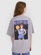 Dziewczęcy t-shirt oversize z nadrukiem 4F 4FJRAW25TTSHF2935 - szary