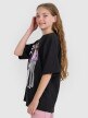 Dziewczęcy t-shirt oversize z nadrukiem 4F 4FJRAW25TTSHF2936 - czarny