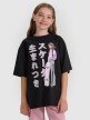 Dziewczęcy t-shirt oversize z nadrukiem 4F 4FJRAW25TTSHF2936 - czarny