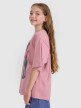 mini: Dziewczęcy t-shirt oversize z nadrukiem 4F 4FJRAW25TTSHF2936 - różowy (3)