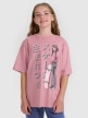 4F JUNIOR Dziewczęcy tshirt oversize z nadrukiem 4F 4FJRAW25TTSHF2936  różowy Różowy