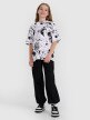 Dziewczęcy t-shirt oversize z nadrukiem 4F 4FJRAW25TTSHF3069 - biały