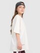 Dziewczęcy t-shirt oversize z nadrukiem 4F 4FJRAW25TTSHF3187 - biały