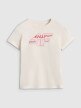 Dziewczęcy t-shirt z nadrukiem 4F 4FJRAW25TTSHF3189-11S - biały