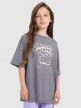  4F JUNIOR Dziewczęcy tshirt oversize z nadrukiem 4F 4FJRAW25TTSHF3197  szary Szary