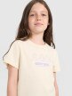 mini: Dziewczęcy t-shirt z nadrukiem 4F 4FJRAW25TTSHF3198 - żółty (4)