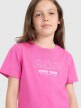 mini: Dziewczęcy t-shirt z nadrukiem 4F 4FJRAW25TTSHF3198 - różowy (3)
