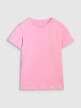 Dziewczęcy t-shirt z nadrukiem 4F 4FJRAW25TTSHF3199 - różowy