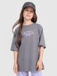 Dziewczęcy t-shirt oversize z nadrukiem 4F 4FJRAW25TTSHF3200 - szary
