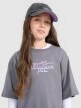 Dziewczęcy t-shirt oversize z nadrukiem 4F 4FJRAW25TTSHF3200 - szary