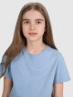 Dziewczęcy t-shirt bez nadruku 4F 4FJRAW25TTSHF3233 - niebieski