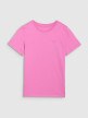 Dziewczęcy t-shirt bez nadruku 4F 4FJRAW25TTSHF3233 - różowy