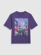 4F JUNIOR Chłopięcy tshirt z nadrukiem 4F 4FJRAW25TTSHM3061  fioletowy Fioletowy