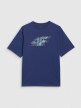 Chłopięcy t-shirt z nadrukiem 4F 4FJRAW25TTSHM3165 - granatowy