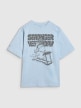 Chłopięcy t-shirt oversize z nadrukiem 4F 4FJRAW25TTSHM3206 - niebieski