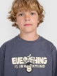 Chłopięcy t-shirt oversize z nadrukiem 4F 4FJRAW25TTSHM3209 - szary