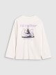 Dziewczęcy longsleeve z nadrukiem 4F 4FJRSS25TLONF542 - biały