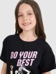 Dziewczęcy t-shirt z nadrukiem 4F 4FJRSS25TTSHF2644 - czarny