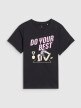 Dziewczęcy t-shirt z nadrukiem 4F 4FJRSS25TTSHF2644 - czarny