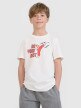 4F JUNIOR Chłopięcy tshirt z nadrukiem 4F 4FJRSS25TTSHM2643  biały Biały