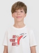 Chłopięcy t-shirt z nadrukiem 4F 4FJRSS25TTSHM2643 - biały