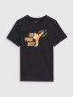 Chłopięcy t-shirt z nadrukiem 4F 4FJRSS25TTSHM2643 - czarny