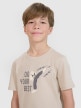 Chłopięcy t-shirt z nadrukiem 4F 4FJRSS25TTSHM2643 - beżowy
