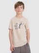 Chłopięcy t-shirt z nadrukiem 4F 4FJRSS25TTSHM2643 - beżowy