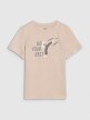 Chłopięcy t-shirt z nadrukiem 4F 4FJRSS25TTSHM2643 - beżowy