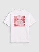 Chłopięcy t-shirt z nadrukiem 4F 4FJRSS25TTSHM2819 - biały
