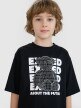 Chłopięcy t-shirt z nadrukiem 4F 4FJRSS25TTSHM2819 - czarny