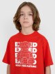 Chłopięcy t-shirt z nadrukiem 4F 4FJRSS25TTSHM2819 - czerwony