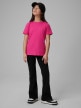 mini: Dziewczęcy t-shirt bez nadruku 4F 4FJRSS26TTSHF3554 - różowy (5)