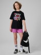 mini: Dziewczęcy t-shirt z nadrukiem 4F 4FJRSS26TTSHF3828 - czarny (2)