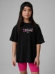  4F JUNIOR Dziewczęcy tshirt z nadrukiem 4F 4FJRSS26TTSHF4137  czarny Czarny