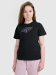 4F JUNIOR Dziewczęcy tshirt z nadrukiem 4F 4FJWAW25TTSHF2388  czarny Czarny
