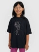 mini: Dziewczęcy t-shirt oversize z nadrukiem 4F 4FJWAW25TTSHF2395 - czarny (1)
